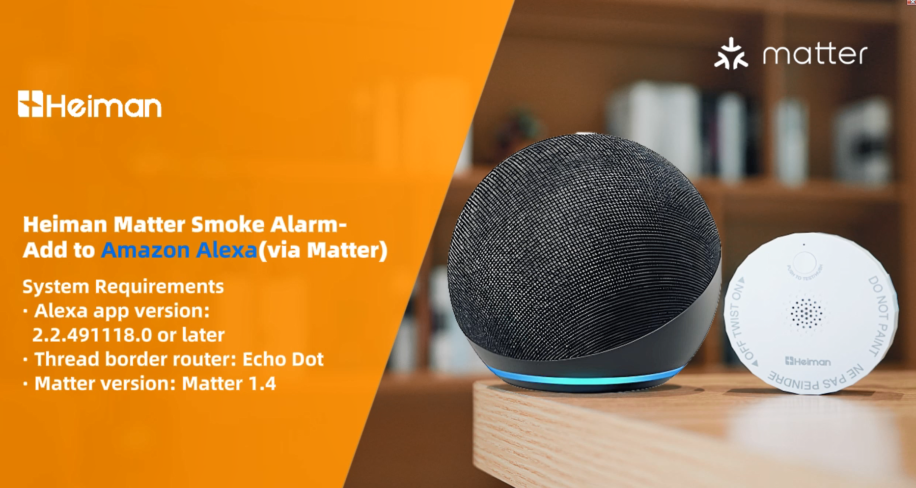 Heiman Matter Smoke Alarm S1-M Add to Amazon Alexa(via Matter)